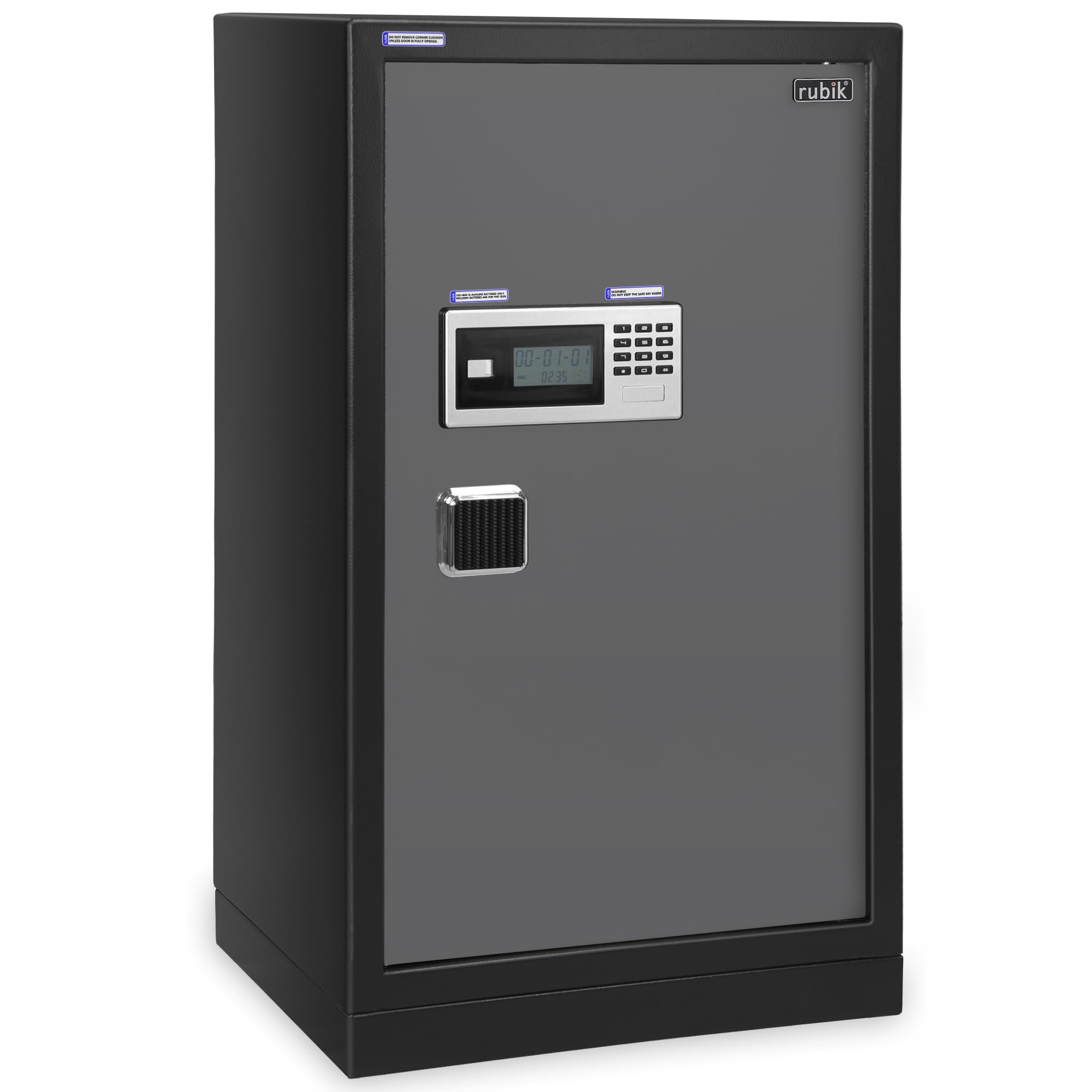 RubikSafe Box Large Dual Security Fire Resistant Locker for Money Documents Home Office (Size 80x48x40cm) Black/Grey