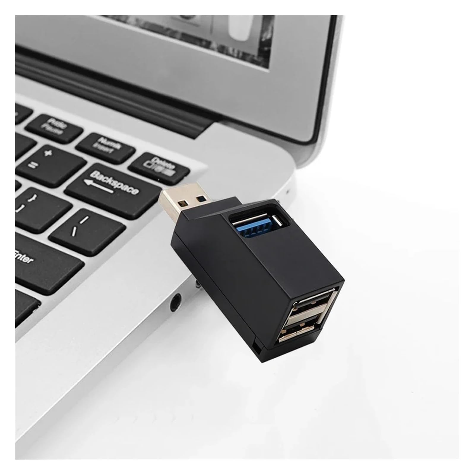 Divisor de 3 puertos USB 3.0, 5 Gbps para mini USB, adaptador extensor para ordenador portátil, PC, lector de tarjetas flash (USB 3.0 Hub negro)
