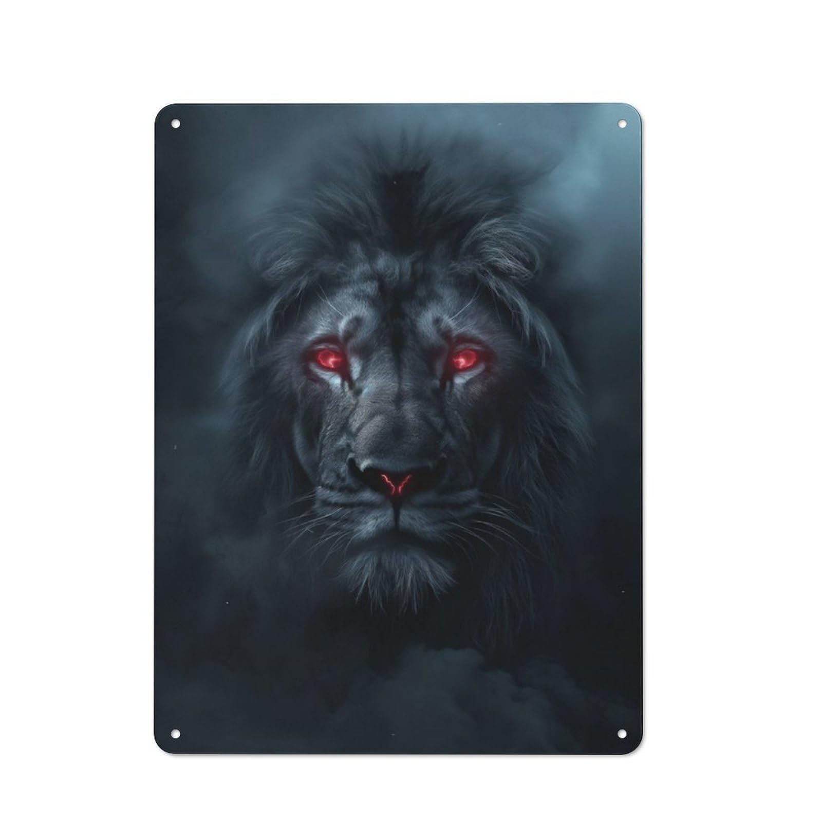 Junmoney Lion Night Mist Glow Eyes Tin Sign 40X30cm For Workshop Wall, Rustic Wall Decor, Suited To Workshop Decor Fans