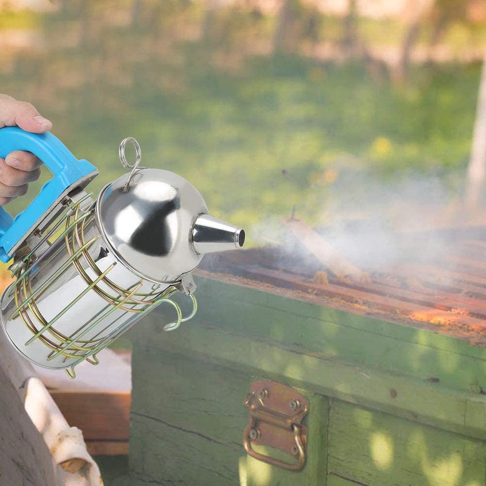 Fdit Beekeeper Necessary Bee Supplies, Stainless Steel Beehive Smoker with Heat Board Beekeeping Equipment
