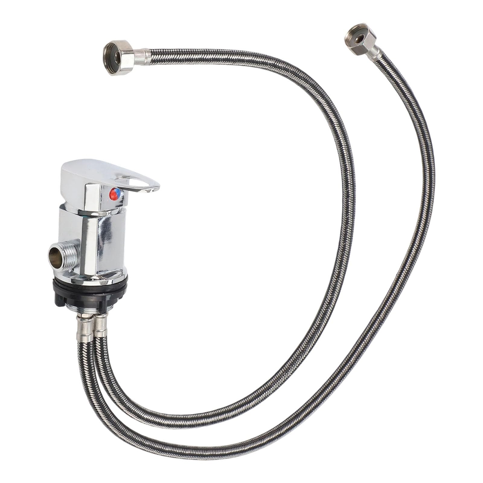 Whychstore Robinet mélangeur de douche RV en alliage de zinc G1/2 avec tuyaux à enfoncer de 80 cm pour camping-car, caravane, argent