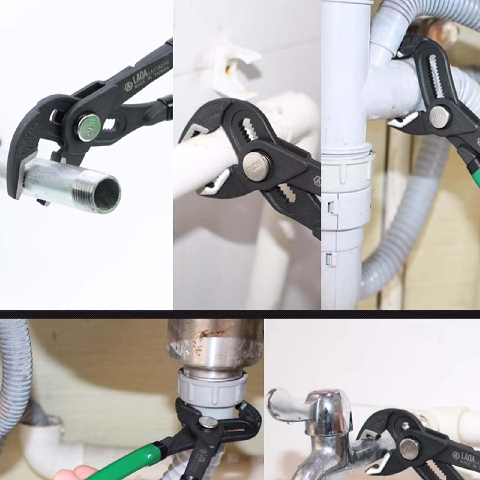 Llave para Tubería de Agua de Ajuste Rápido de 7/10/12 Pulgadas Llave de Instalación de Reparación de Tubo de Agua de Apertura Rápida Multifuncional (10 Pulgadas)