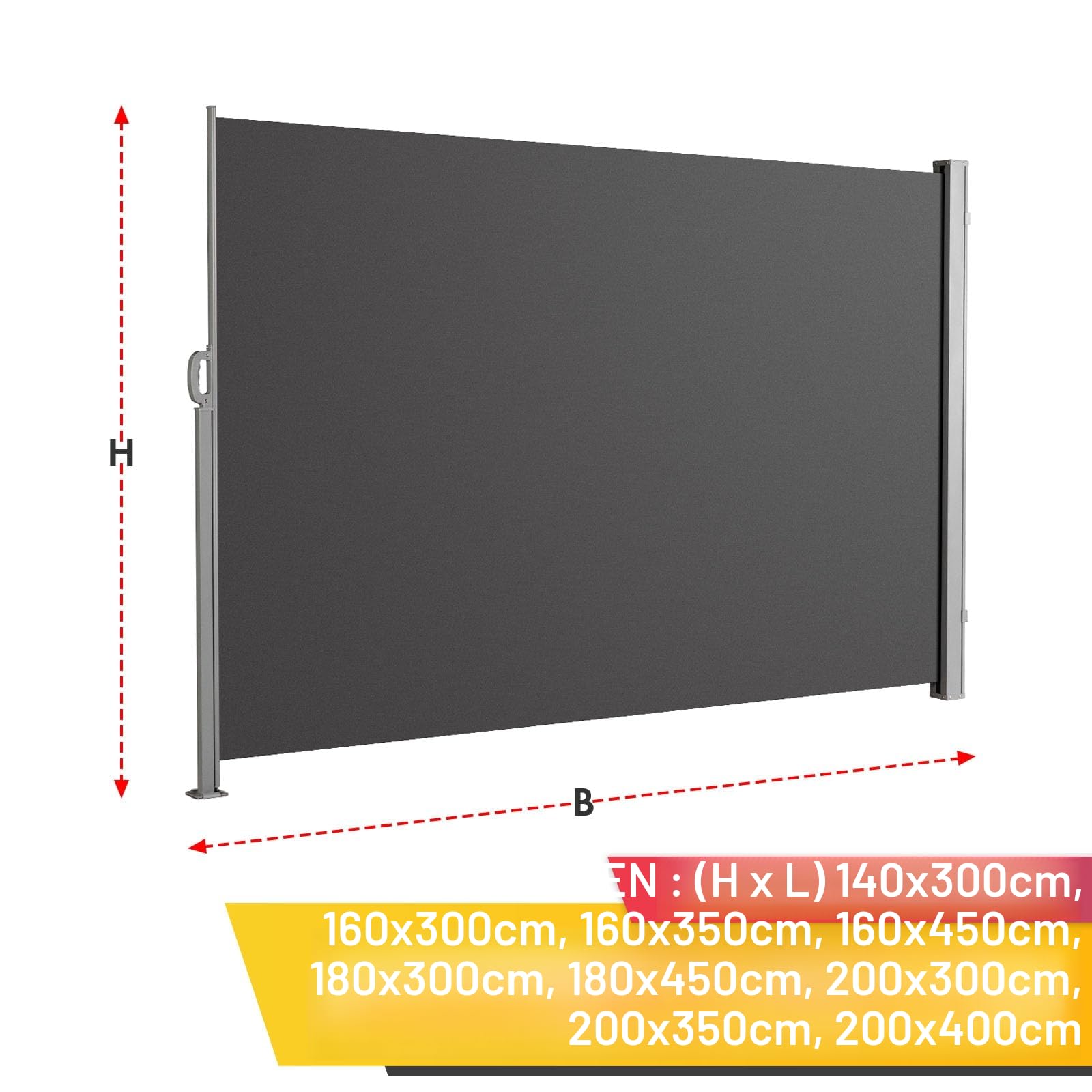 KARAT | Auvent latéral rétractable avec Support Mural Inclus | Qualité | Paravent extérieur idéal pour Jardin, Terrasse, la Protection Solaire, l'intimité & Brise-Vue | 300 x 180 cm, Anthracite