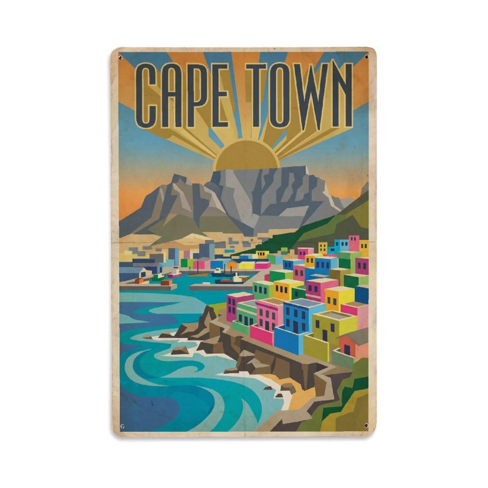 Metal Tin Sign Vintage Travel South Africa Cape Town