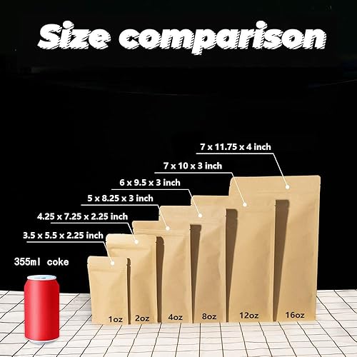 Miniatura 5 de (Precio50 piezas) Muka 50 PCS Kraft Bolsa de almacenamiento de alimentos Bolsa de aluminio forrado con cierre de cremallera reutilizable bolsas de