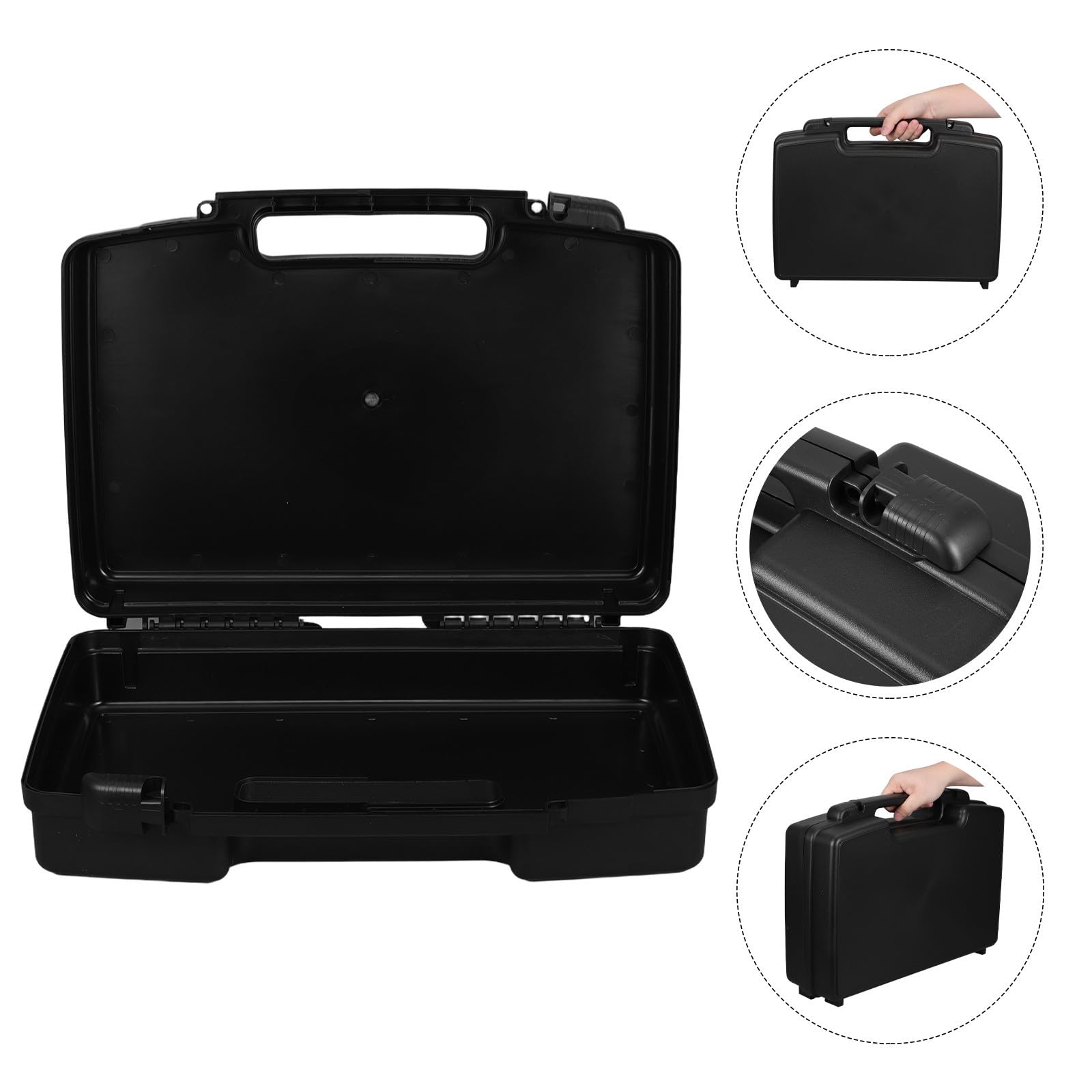 Estuche de Plástico para Guardar Herramientas Caja Pequeña de Herramientas de Plástico Duro Negro Portátil con Amplios Compartimentos y Eléctricas Uso Doméstico y Profesional