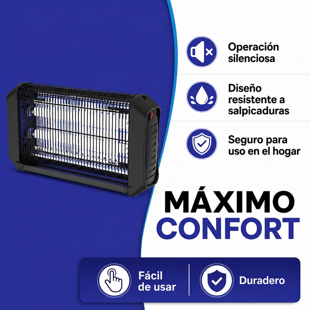 Sogo Lámpara Antimosquitos LED 4 W para hasta 60 m² - Mata Mosquitos Eléctrico Silencioso y Eficiente - Mata Insectos Eléctrico para Interior y Exterior Cubierto con Alta Seguridad