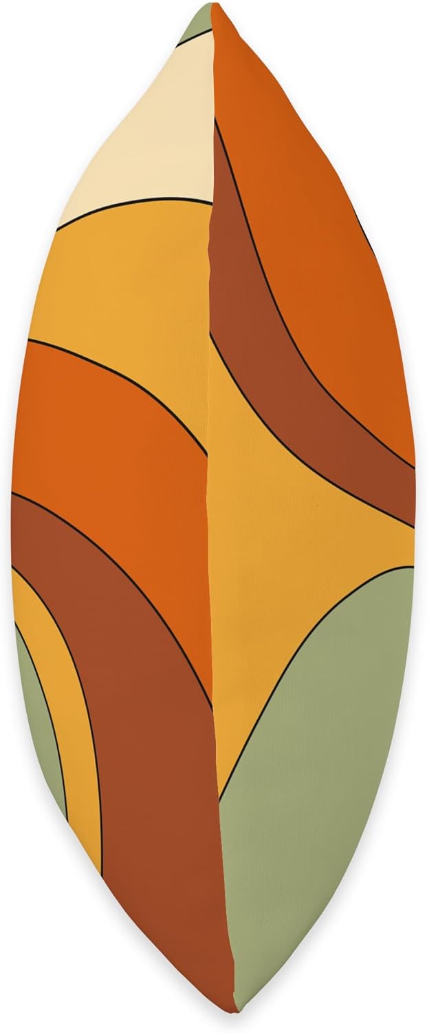 Retro Liquid Swirl Rainbow 70s Aesthetic Boho Burnt Orange Throw Pillow