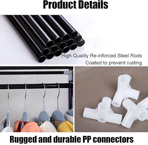 Miniatura 5 de MUYIASER Armario portátil de 69 pulgadas organizador de almacenamiento de ropa de dormitorio armario de tela no tejida 6 estantes de almacenamiento