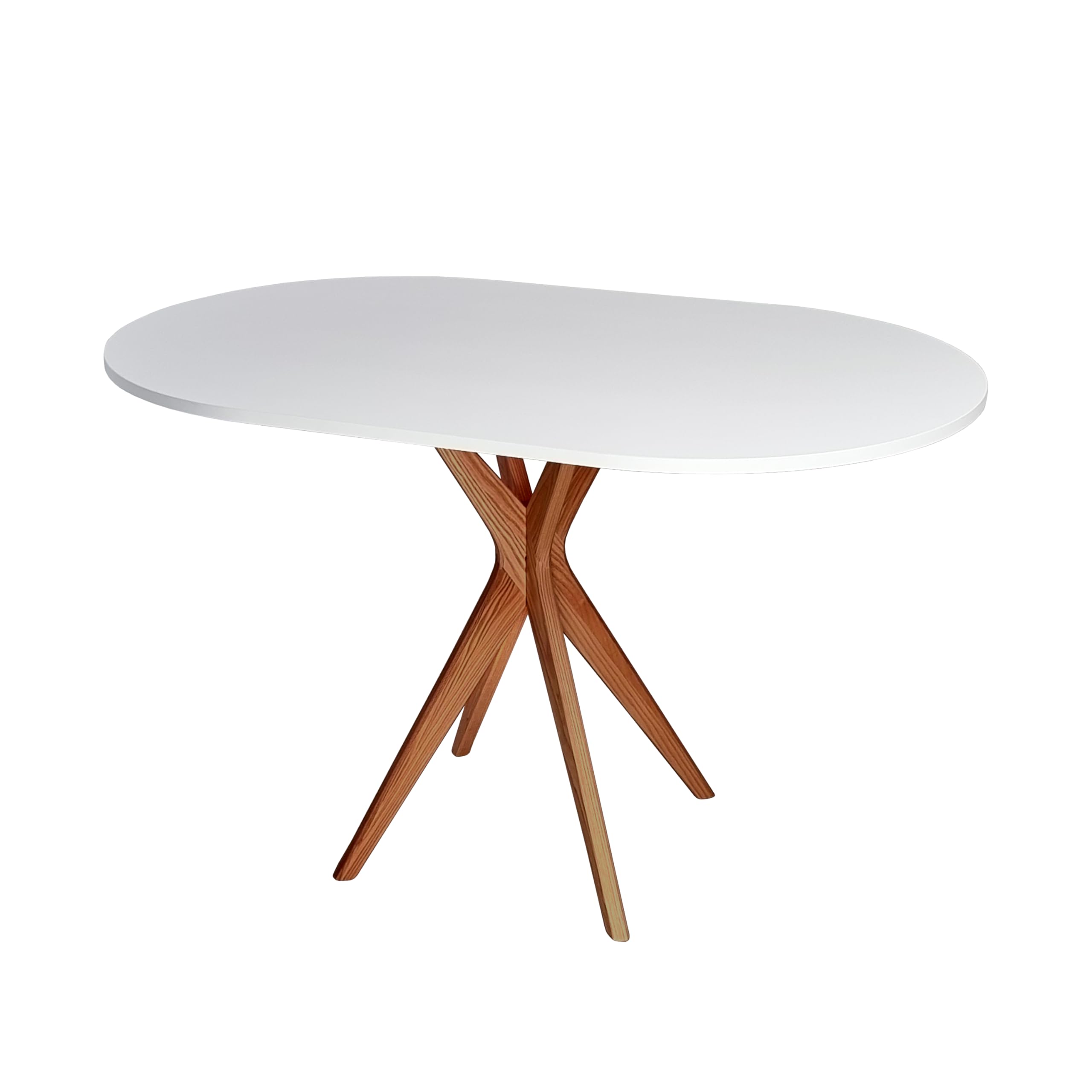 RAGABA Tavolino da pranzo ovale 100 x 75 cm, telaio a X, tavolo da pranzo per 4 persone, in legno massello, moderno, salvaspazio | bianco