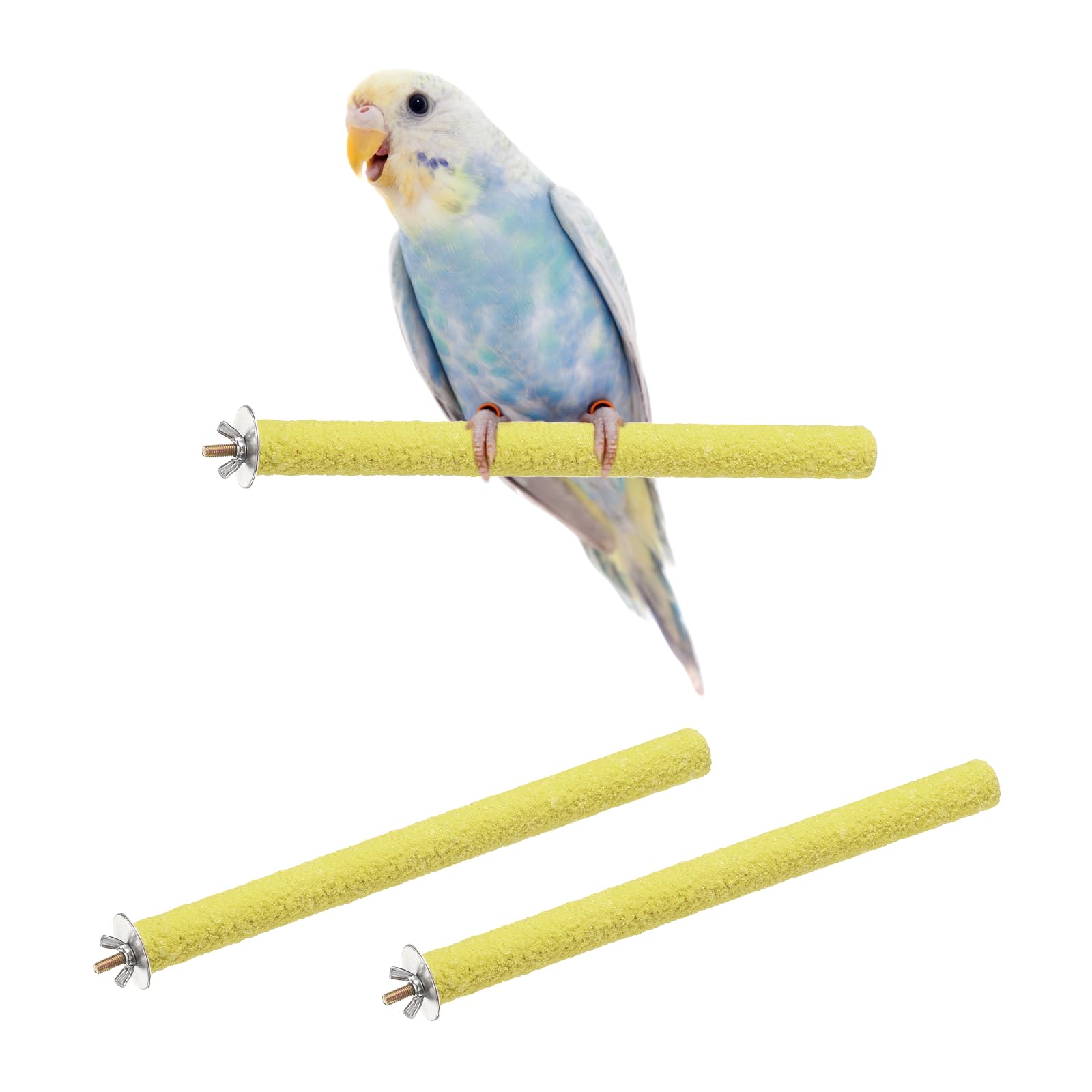 sourcing map Bird Perch Stand, Colorful Parrot Perch Paw Grinding Stick, Wood Rough-surfaced Perches 25 x 2 Cm, (Yellow, 2 Pcs), Intended for Home/Animal Parks/Pet Stores