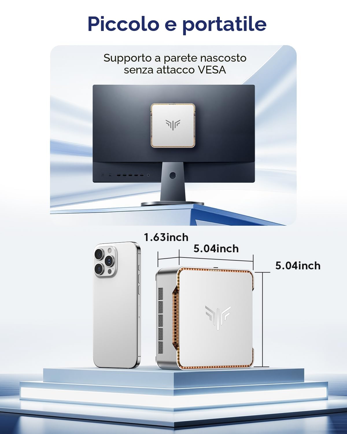 NiPoGi Pinova P2 Mini PC AMD Ryzen 3300U W-11 Pro(4C/4T,fino a 3,5GHz),16GB DDR4 512GB SSD Mini Computer,4K@60Hz Triple Display HDMI+Type-C+DP,Wi-Fi 5/BT 4.2/LAN,Micro PC per Ufficio/Casa