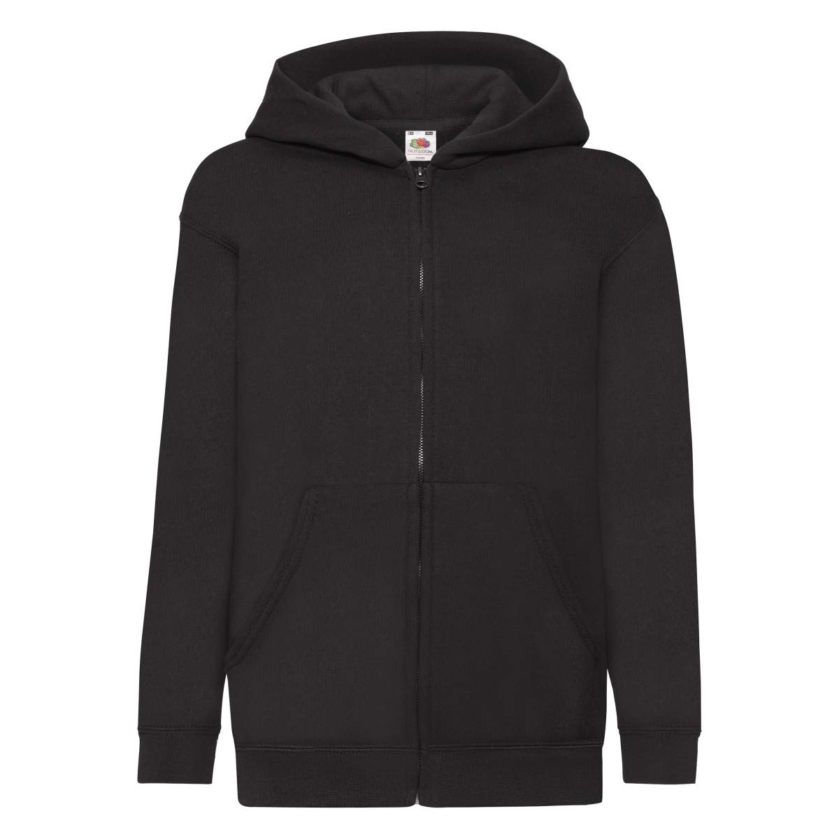 Fruit of the Loom 62045 Kids Classic Hooded Sweat Jacket - Black - 14-15 Years