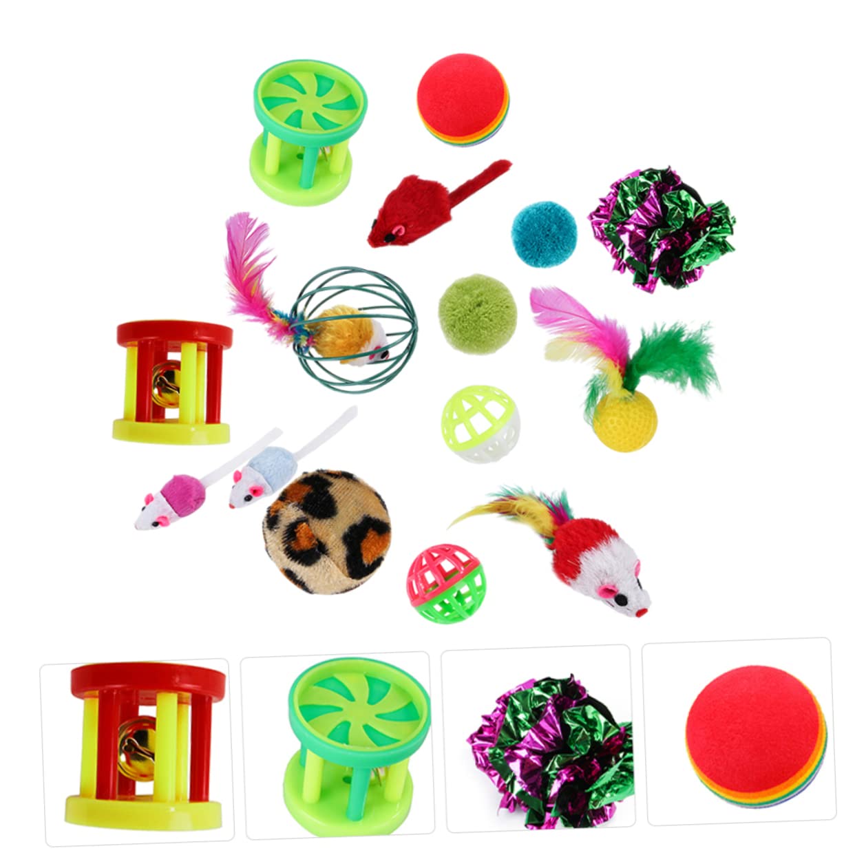 Mipcase 96stücke Teiliges Katzenspielzeug Federn Und Glockenball Interaktives Unterhaltsames Und Anregendes Spielzeug Für Katzen Und Kätzchen Fördert Bewegung Und Selbstbeschäftigung