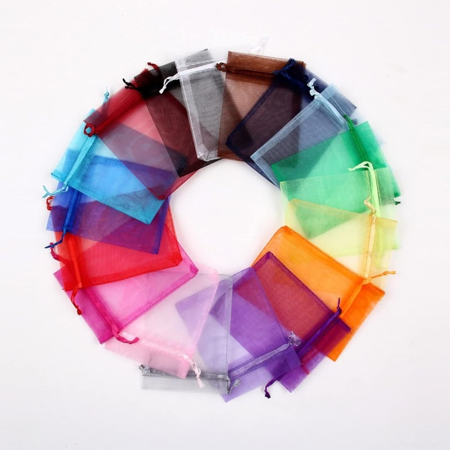 100 Pcs Organza Gift Bag, Organza Bags with Drawstring Great for Mother's Day Wedding Bridal Showers Kids Parties Party Favor Small Jewelry Snack Cookie Popcorn Candy Pouches Soaps-17-20x30cm(8x12in)