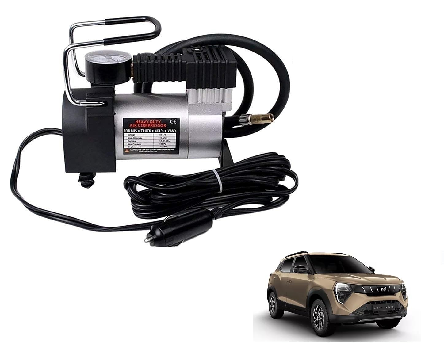 KOZDIKO 12V DC Heavy Duty Metal Tyre Inflator Air Compressor Pump