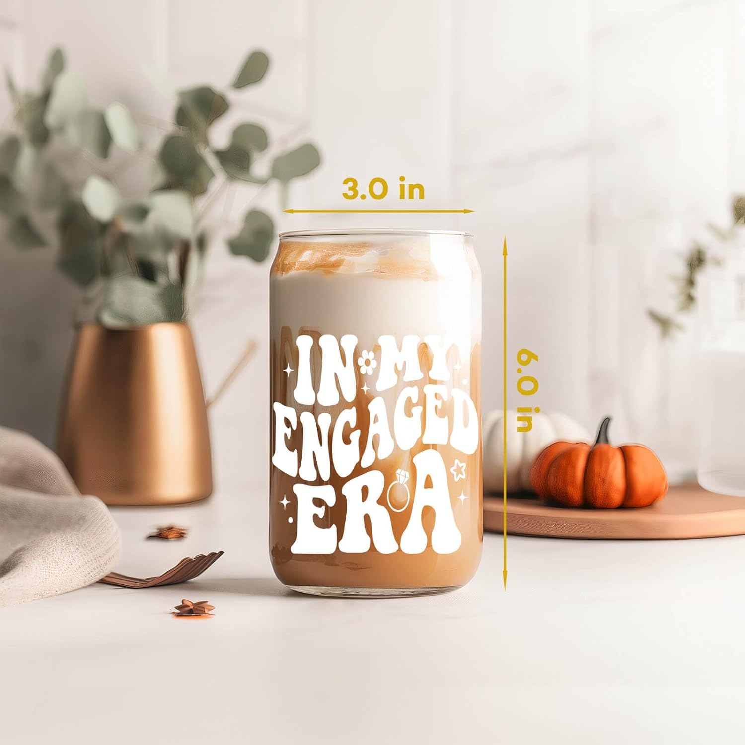 In My Engaged Era 16 OZ Glass Cup - Engagement Gift for Her, Cool Fiance Gift for Women, Bride to Be, Bachelorette, Bridal Shower, Christmas, Valentine's Day - Future Mrs - Image 5