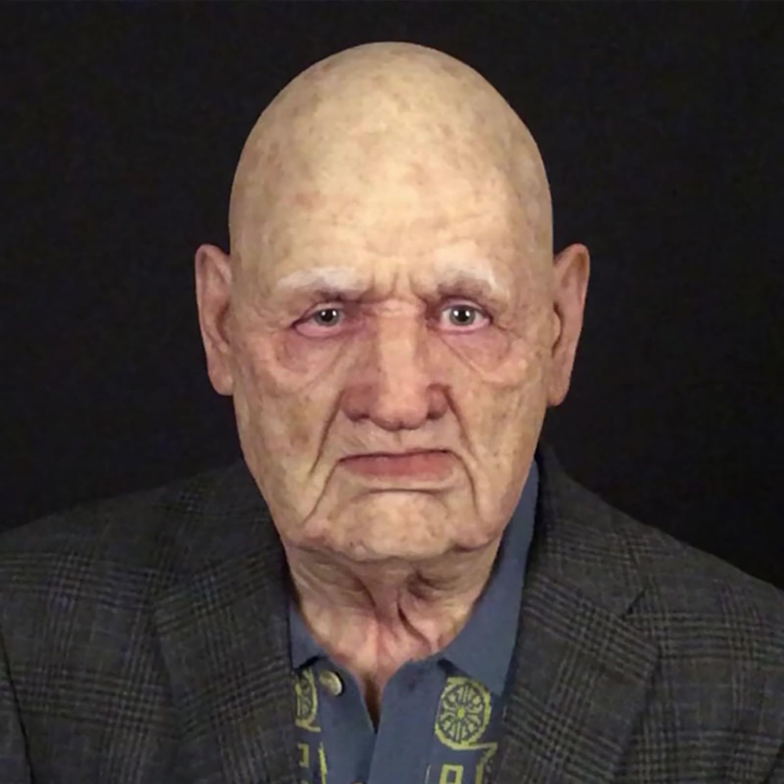 Mask Costume Masquerade Realistic Silicone Mask Face Scary Old Costume For Adult Size Medium Realistic Face Latex Open Mouth with Wrinkle Face old Man Lady (Color A)