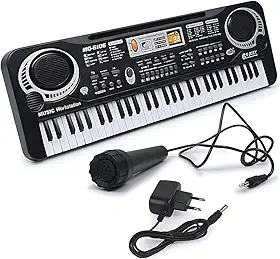 Teclado Eletrônico Música Digital Preto Elétrico Instrumento