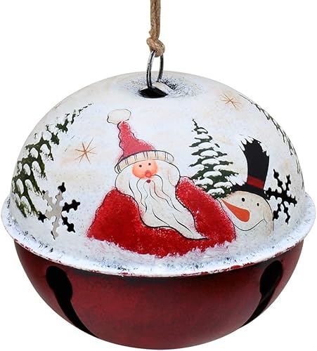 Miniatura 10 de Adorno para árbol de Navidad, de metal, rústico, cascabel, adorno colgante con muñeco de nieve, Papá Noel, campanas decorativas de trineo, Juego de