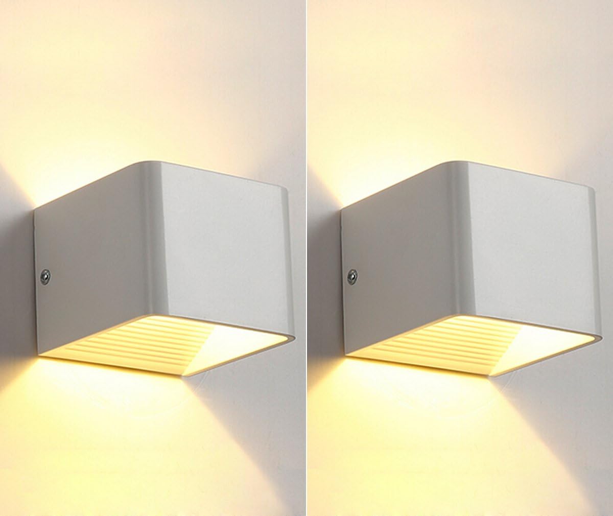 2 Pcs Lamker 5W LED Wall Lights Sconce Up Down Modern Wall Lamp Spotlight Night Light for Living Room Bedroom Corridor Hallway Decorative 3000K Warm White