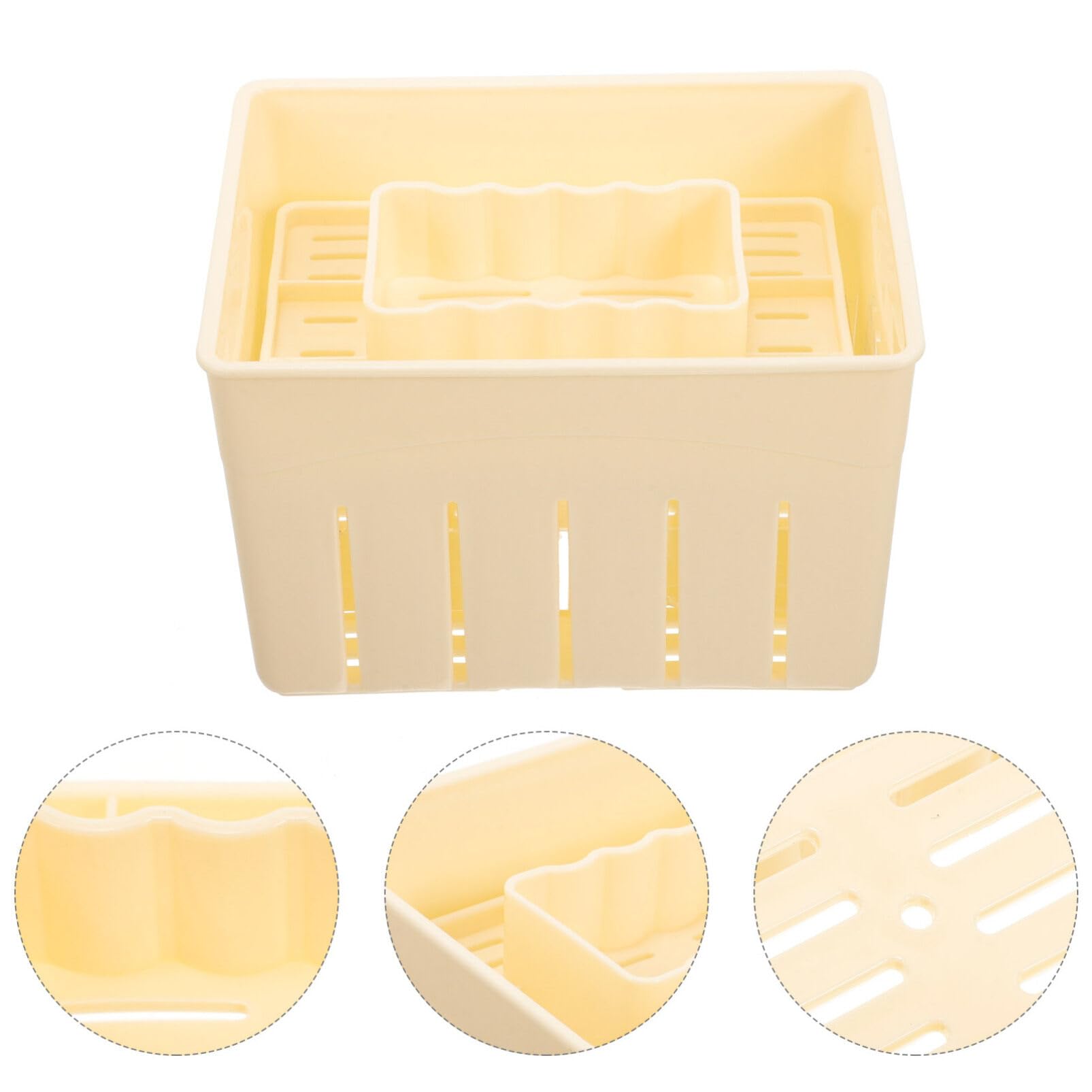 Yardwe Presse à Fromage en Plastique Pratique avec Couvercle Lot de 3 Outil de Pressage Facile à Utiliser pour Préparation Maison de Tofu et Fromage
