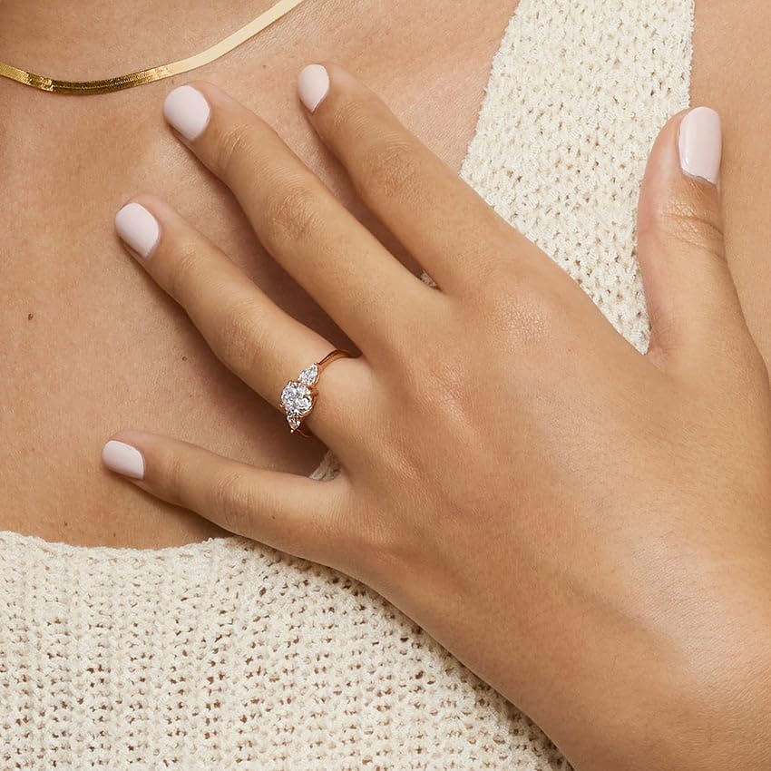 DAJEWELS 1-5 CT Oval Moissanite Engagement Rings for Women Pear Side Stones 925 Sterling Silver or 10K 14K 18K Solid Gold Handmade Wedding Promise Christmas Ring4