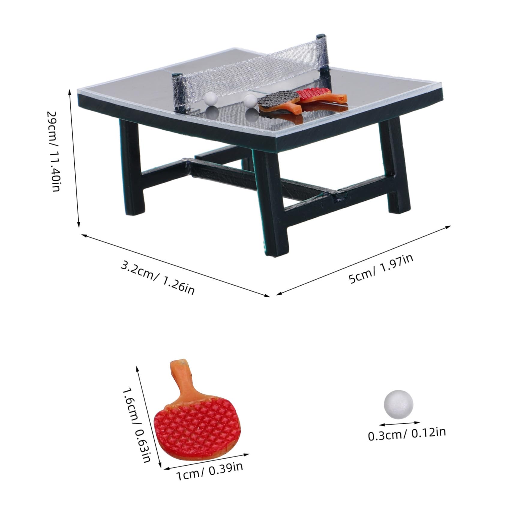 BCOATH Dollhouse Mini Table Tennis Table Racket Ball Set Perfect Miniature Decor for Collectors Boys and Girls