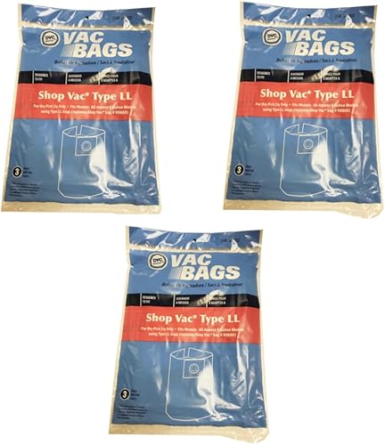DVC Bolsas de vacío para aspiradora Shop Vac de 4 galones que sustituyen a los tipos LL y #90660 (9 bolsas)