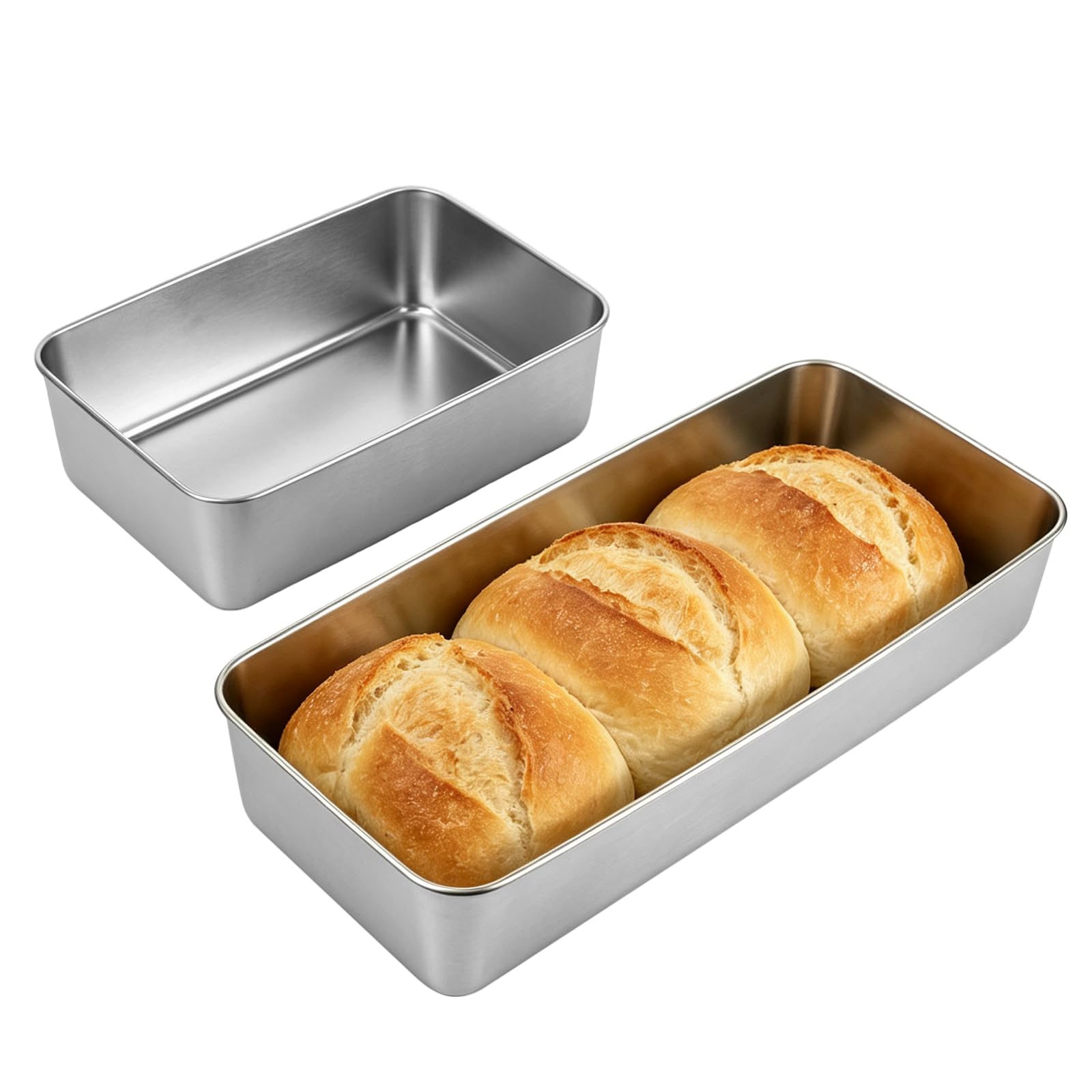 Loaf Tin Set of 2, Stainless Steel, 33 x 15 x 6.5cm and 22 x 15 x 6.5cm