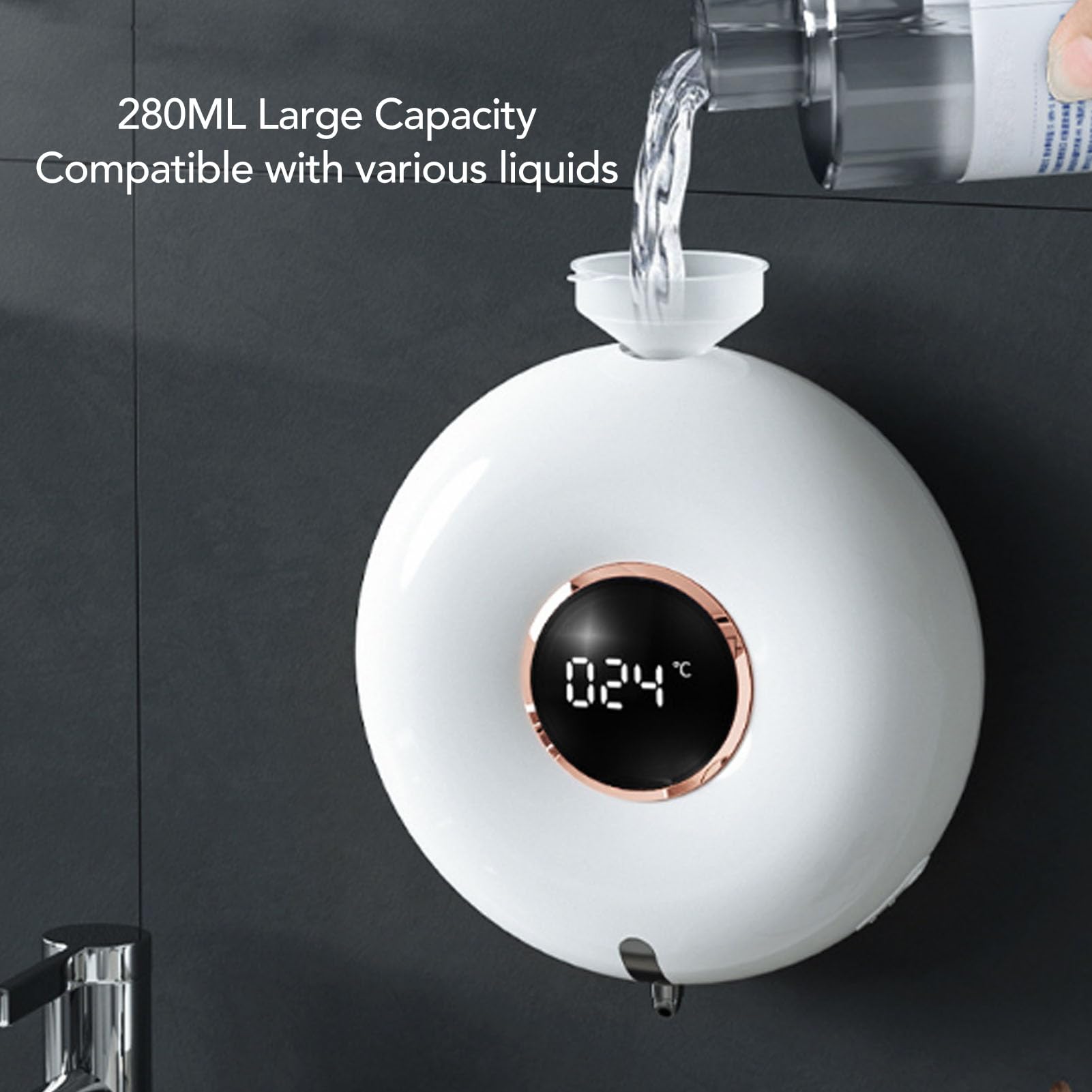 Dispensador automático de jabón espumoso 280ml montado en la Pared con Pantalla