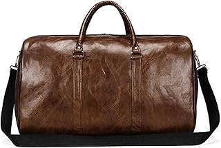Bolsa de Viaje de Cuero, Bolso Grande de Fitness Independiente, Bolso de Mano, Equipaje, Bolso de Hombro, para Mujer y Hombre, Maleta de Negocios, PU para Viajes (Color: marrón)