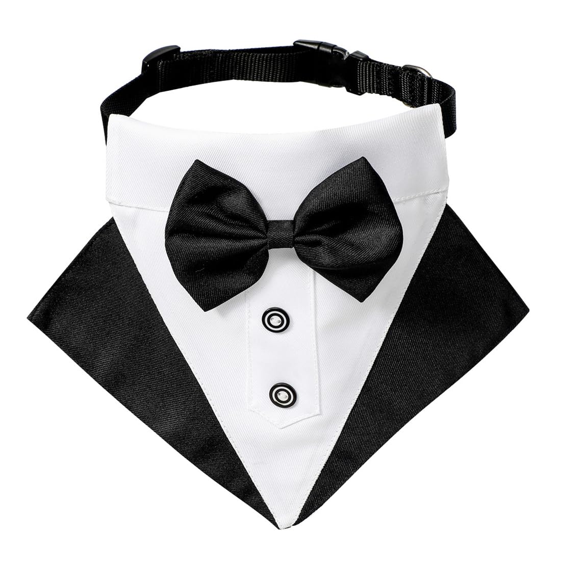 Fezf Bandana Collar, Smoking collar de perro, 1 pieza, ajustable, formal, para la boda, chaleco y pajarita, con anillo en D, Adecuado para perros pequeños y medianos(A)