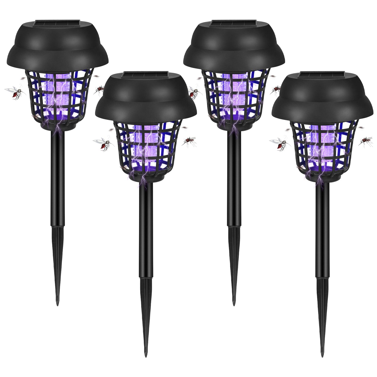 Photo 1 of 4 Pack Solar Bug Zapper Outdoor Waterproof Mosquito Repellent Outdoor Patio Mosquito Trap & Killer for Moths, Gnats, Flies, Small Flying Insect, Solar Powered Fly Zapper for Backyard, Garden