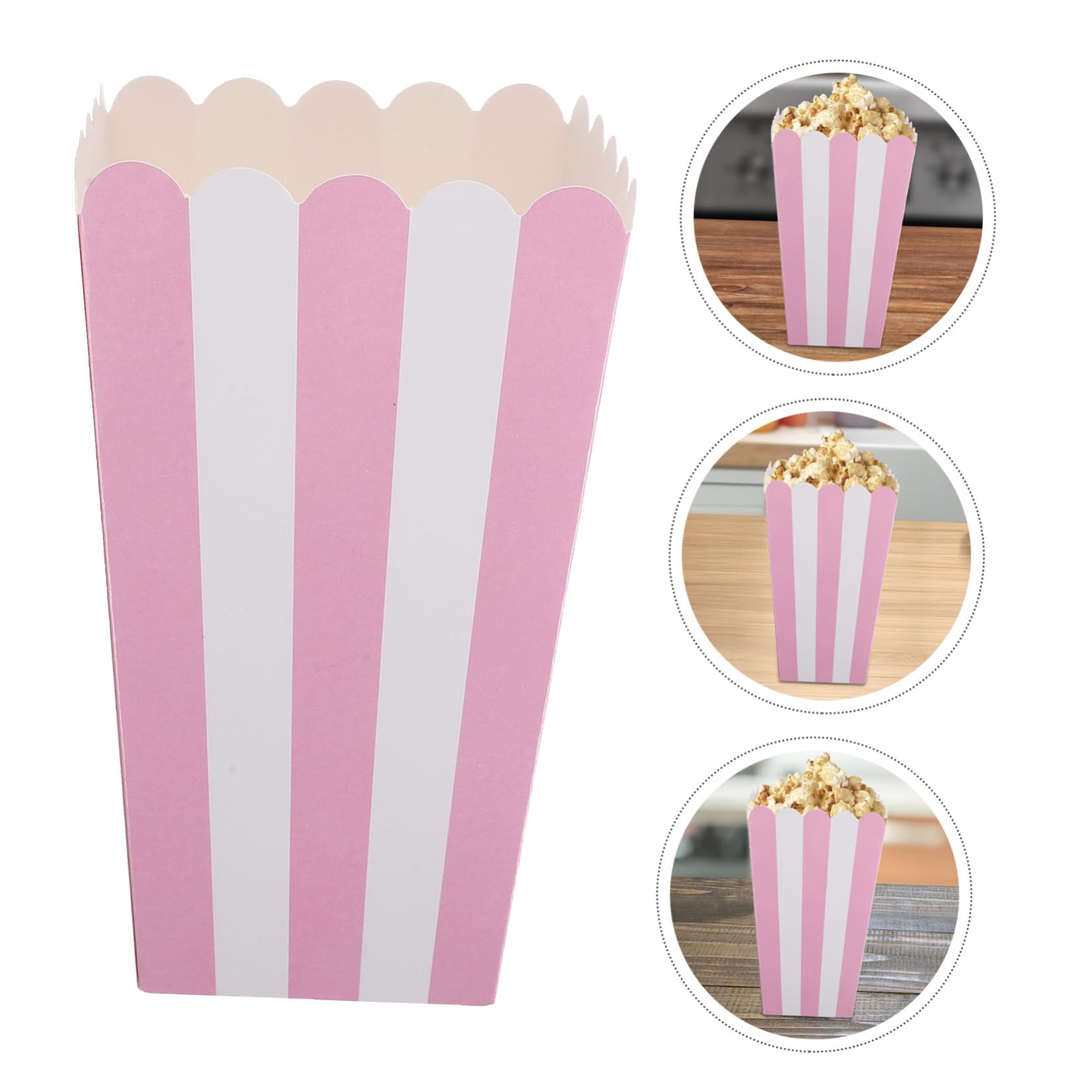 OUNONA 100piezas Cubo de Palomitas de Maíz Rayas Caja de Palomitas de Maíz de Papel Resistente al Aceite Cajas para Noches de Cine Fiestas y Celebraciones de Cumpleaños