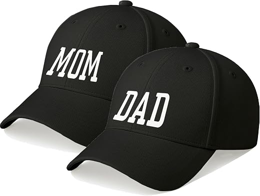 Amazon Brand - Anarva Mom &amp; Dad to Be Caps Combo – Matching Printed Baseball Caps for Couples | Soft Cotton Adjustable Dad...
