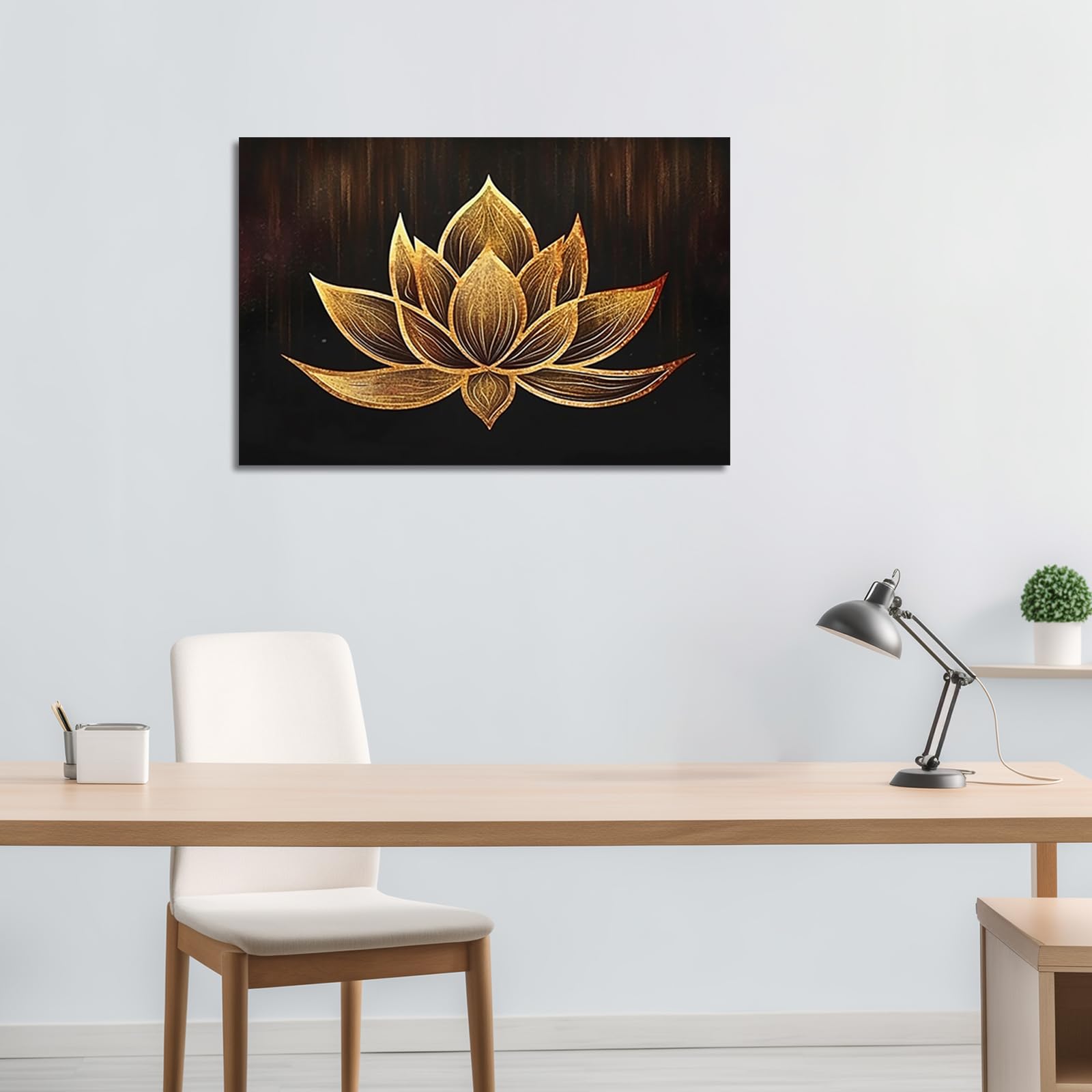 LZIMU Zen Canvas Wall Art Black and Gold Lotus Flower Bloom Picture Prints Abstract Floral Painting for Spa Meditation Room Decor Framed (Zen-3 - Image 3