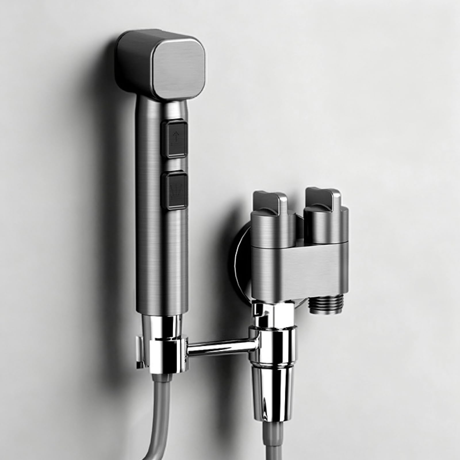 Juego De Bidé para Inodoro Latón Grifo WC Modo Dual con Válvula Desviadora Y Mangueras De Resorte Adecuado para Limpieza Del Baños Y Mascotas,Gris Pistola