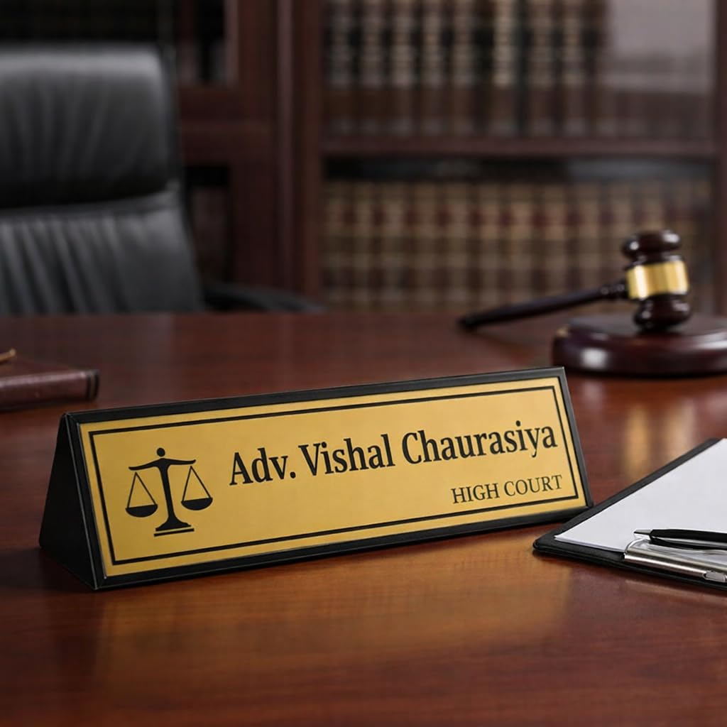 Personalized Acrylic Desk Name Plate Custom Office Name Signage with Brushed Gold Finish Elegant Professional Desk Name Plate for Professionals Premium Clear & Durable Design (10 x 2.5 Inches) (Advocates)-picture-29