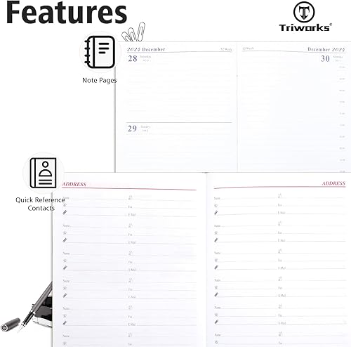 Miniatura 5 de TRIWORKS Agenda 2024-2025, agenda semanal y diaria de julio de 2024 a junio de 2025, cubierta de cuero vegano, cierre elástico, 8.3 x 5.7 pulgadas,
