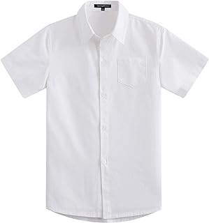 Chicos Uniforme Manga Corta Abotonar Camisa para Niño (3-14Años)