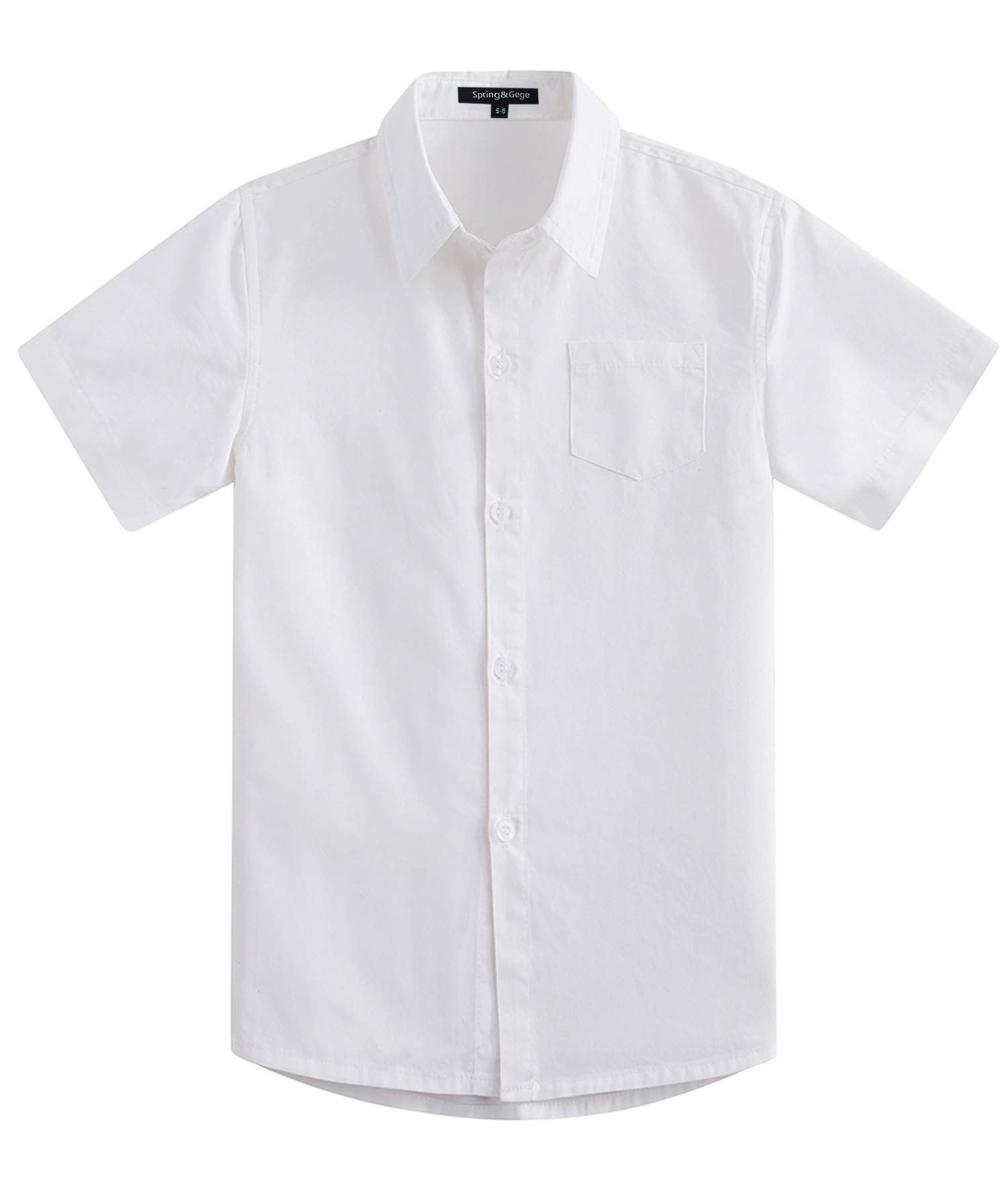 Spring&Gege Chicos Uniforme Manga Corta Abotonar Camisa para Niño (3-14Años)