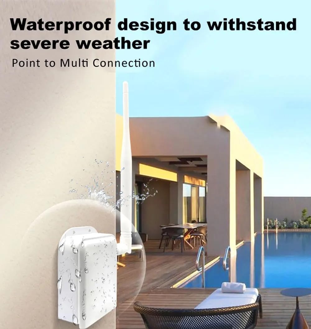 Pont sans Fil Prolongateur Wi-FI Halow Prolongateur de réseau sans Fil bi-Band 2.4GHz, Transmission Longue Distance de 3 km,Point à Point/multipoint extérieur avec antenne à Gain élevé
