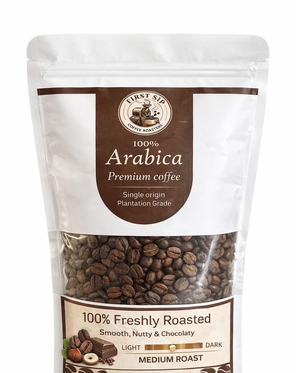 First Sip Coffee Roasters 100% Arabica Premium Coffee Beans, Single Origin India, Medium Dark Roast, Whole Bean, Washed Process,-picture-27
