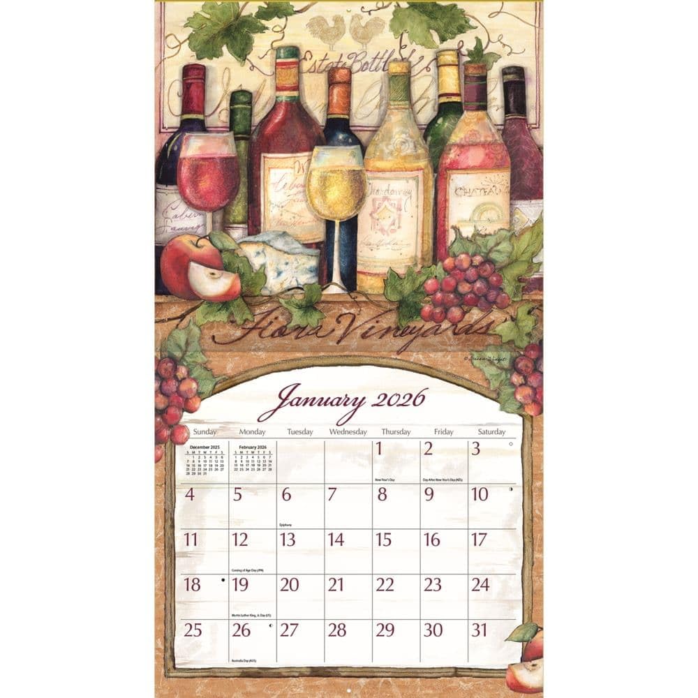Lang, Calendario de pared 2026 Wine Country de Susan Winget