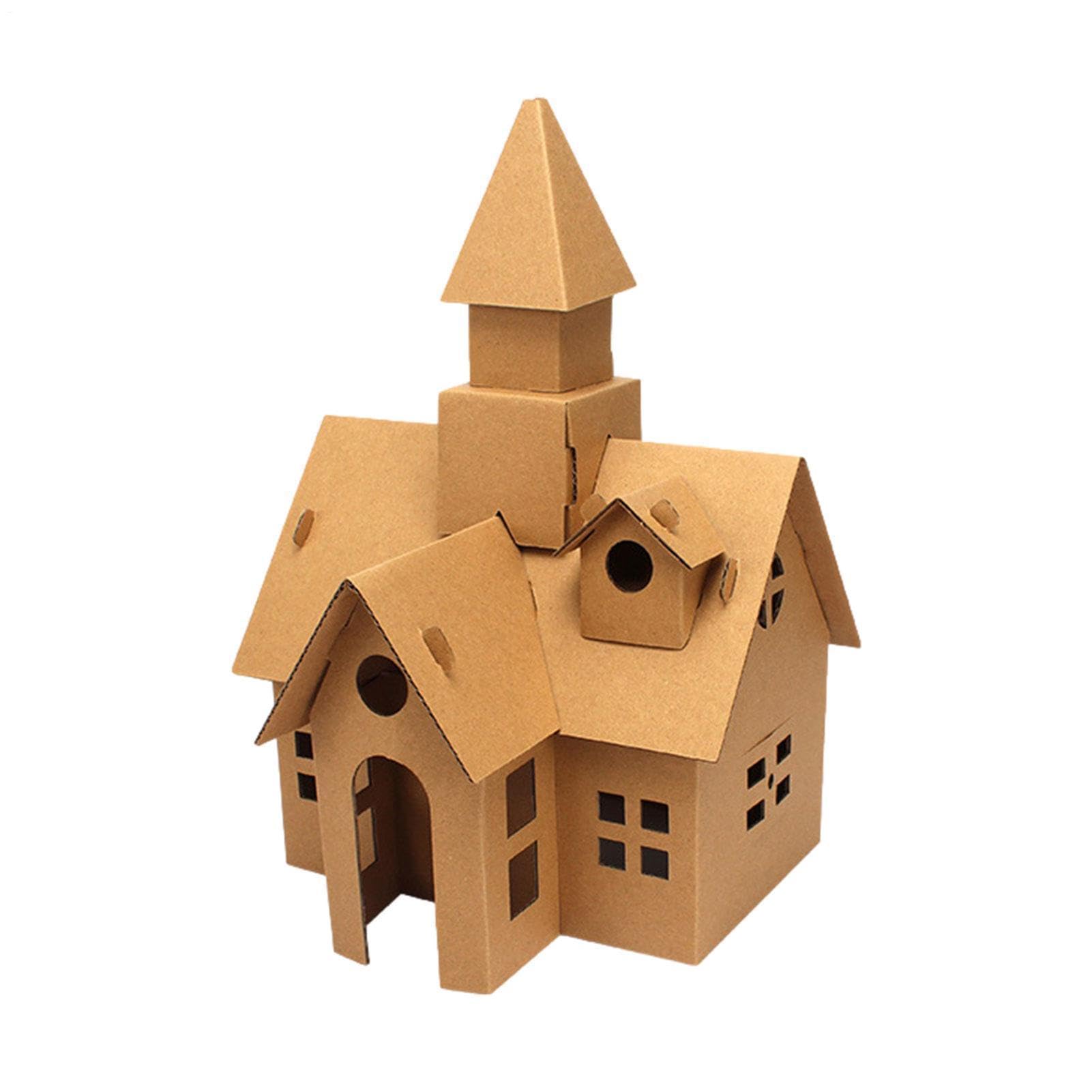 Paper House - Cardboard Coloring Playhouse, Parent-Child Interactive Paper House Toys, Papers Toys DIY Making, DIY Cardboard Model Making For Kids, Classroom, Home, Christmas