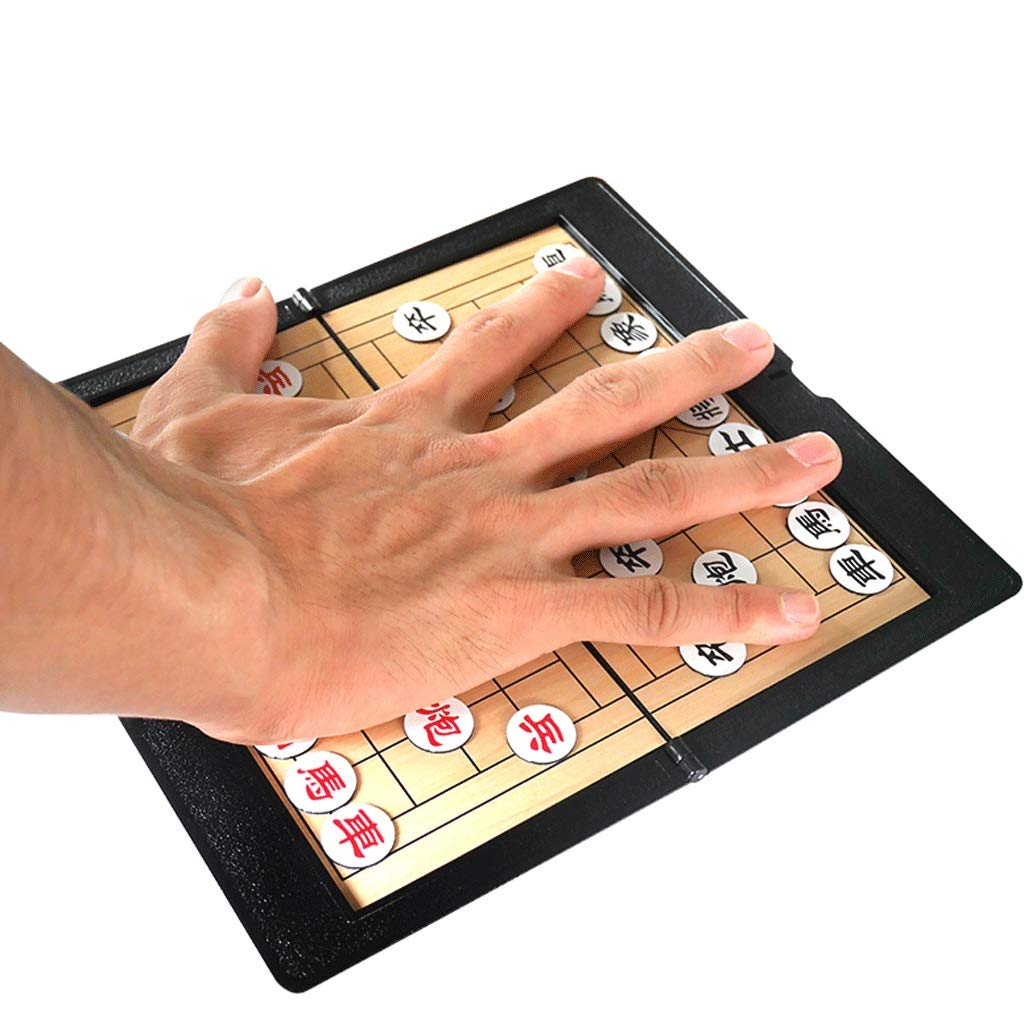 LIUHUI Crafted Chesspiece 0.2kg Portable Magnetic Chinese Chess Set Folding Chessboard Mini Pieces for Children's Educational Games Chess Set in Toys ( Color : Black , Size : X1 )