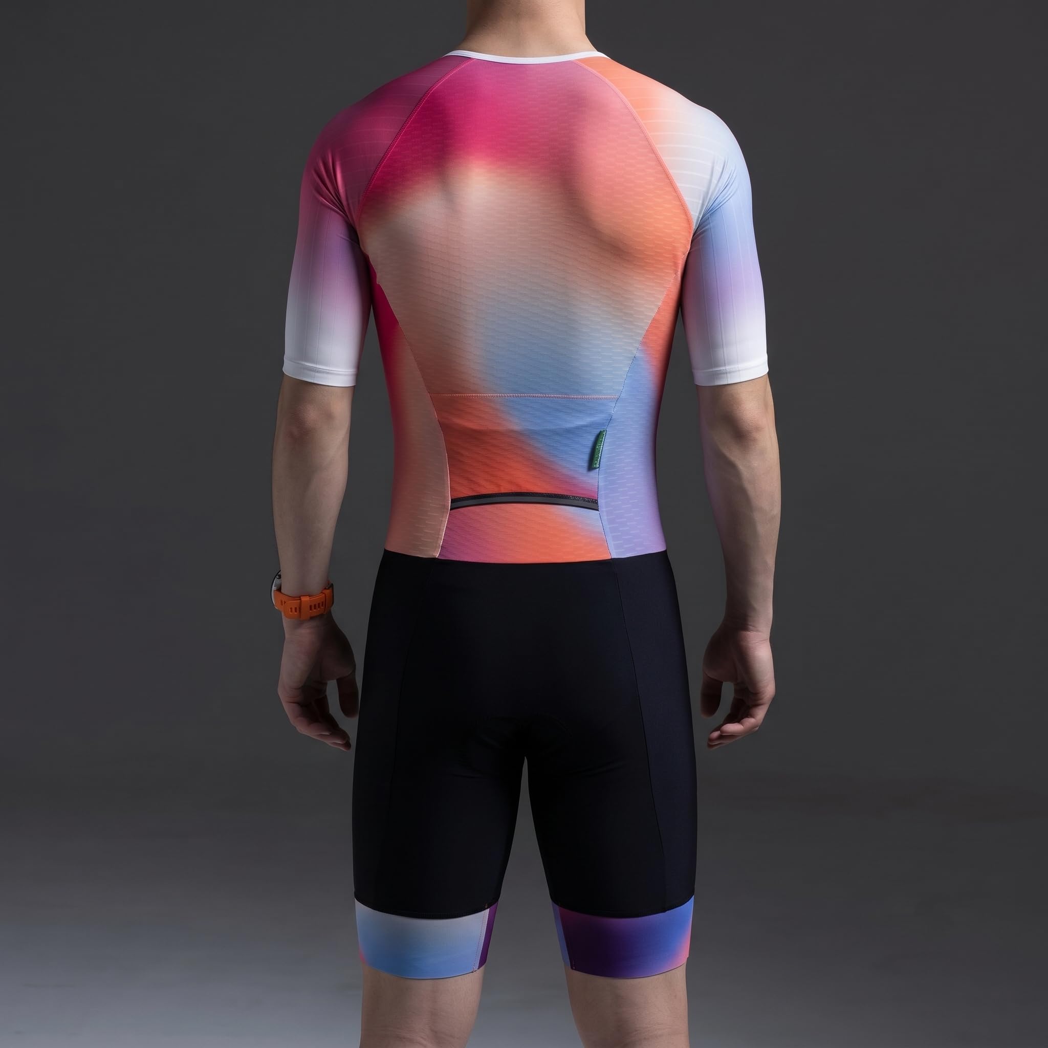 MY KILOMETRE Męski Kombinezon Triathlonowy z Krótkim Rękawem – Jednoczęściowy Trisuit Oddychający i Szybkoschnący z Tylną Kieszenią