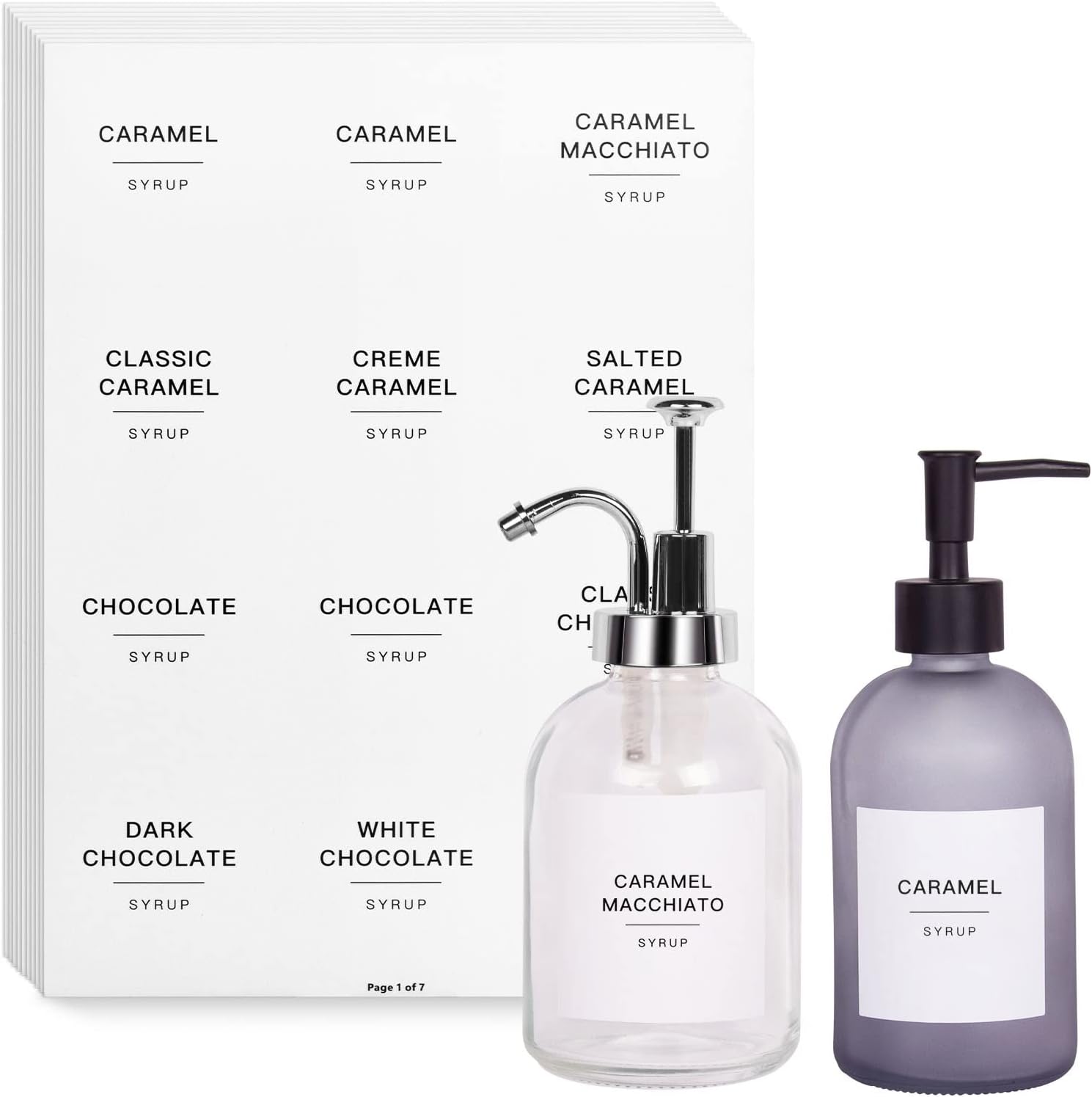 Gbuxska 84PCS White Coffee Syrup Labels for Coffee Bar