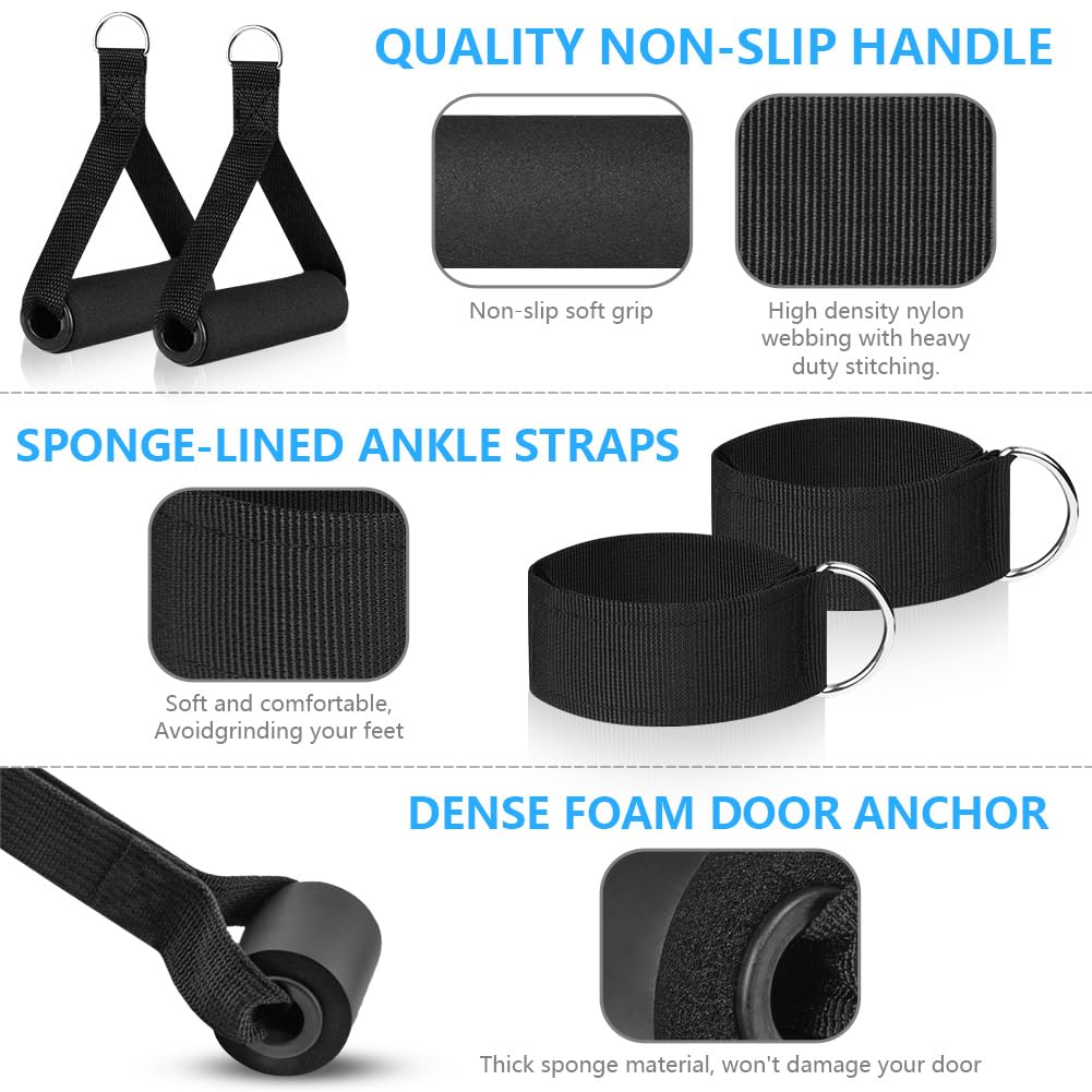Flintronic Resistance Bands Set, TPE Elastic Bands With 5 Fitness Tubes, 2 Foam Handles, 2 Ankle Straps, 2 Door Anchor - Image 3